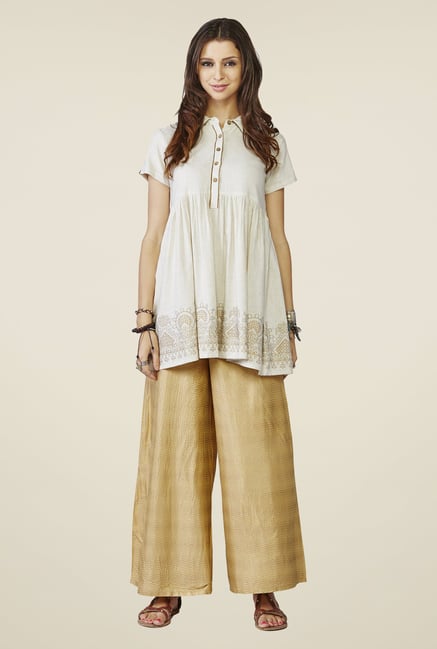 Global Desi Beige Printed Azura Top Global Desi Beige Printed Azura Top