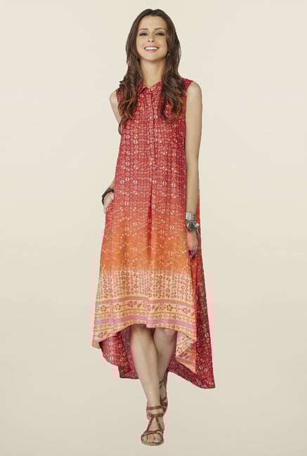 Global Desi Red Printed Demelza Dress Global Desi Red Printed Demelza Dress
