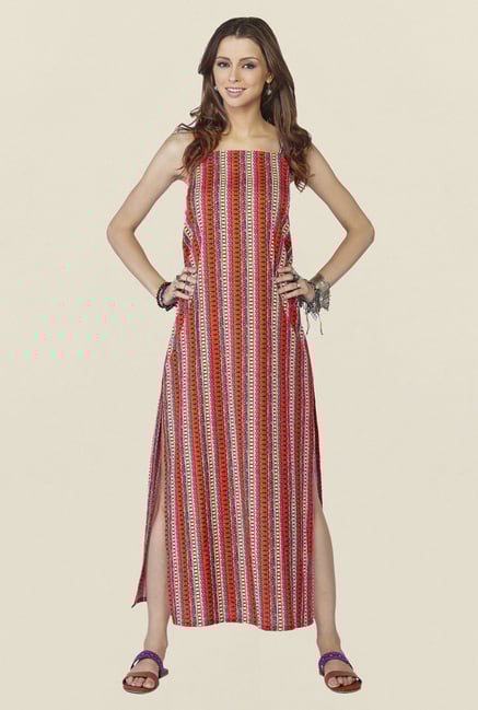 Global Desi Red Printed Fiona Maxi Dress Global Desi Red Printed Fiona Maxi Dress