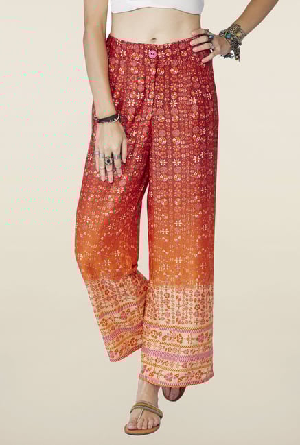 Global Desi Red Printed Demelza Palazzo Global Desi Red Printed Demelza Palazzo