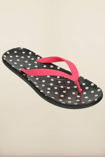 Crocs Poppy & Black Flip Flops Crocs Poppy & Black Flip Flops