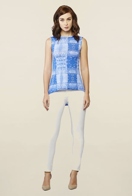 AND Blue Noah Floral Print Knit Top AND Blue Noah Floral Print Knit Top