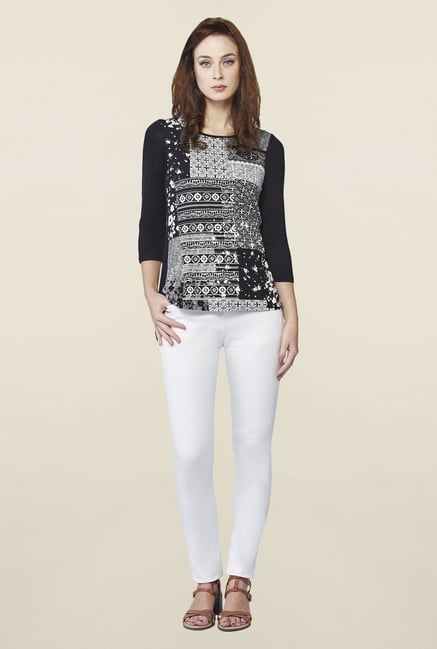 AND Black & White Ashen Printed Top AND Black & White Ashen Printed Top