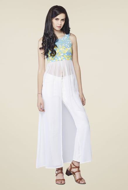 AND Blue & White Charlotte Front-Slit Top AND Blue & White Charlotte Front-Slit Top