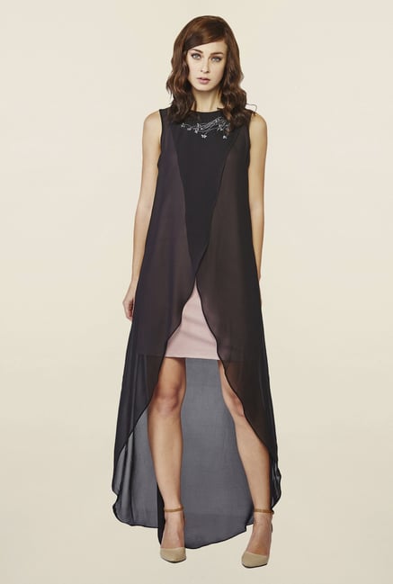 AND Black Farrin Embroidered Layered Dress AND Black Farrin Embroidered Layered Dress