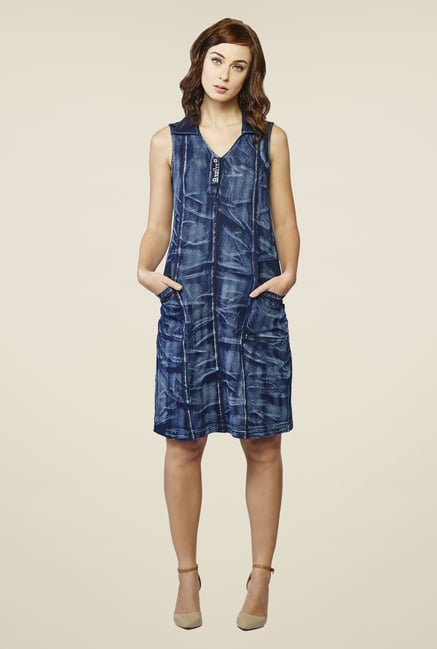 AND Blue Saxon Printed Denim Dress AND Blue Saxon Printed Denim Dress