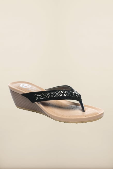 Pavers England Black Thong Wedges Pavers England Black Thong Wedges