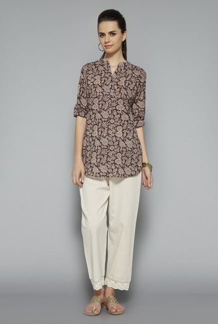 Utsa Brown Floral Printed Kurti Utsa Brown Floral Printed Kurti