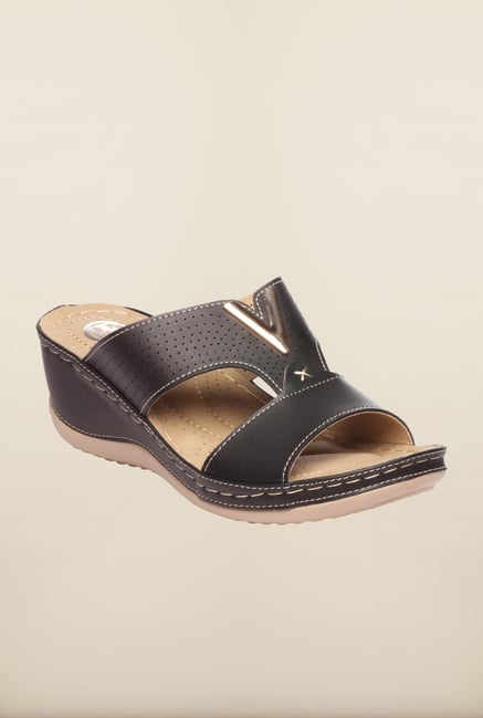 Pavers England Black Wedge Sandals Pavers England Black Wedge Sandals