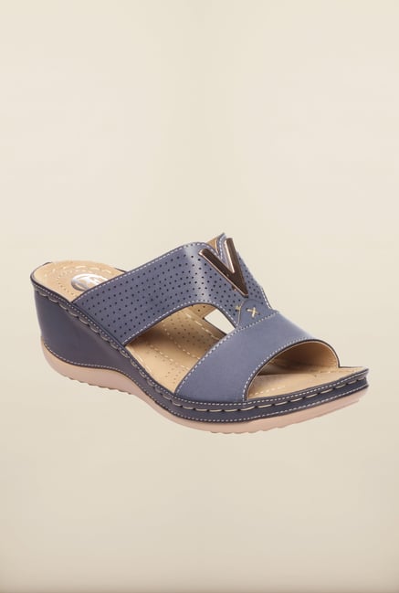Pavers England Navy Slide Wedges Pavers England Navy Slide Wedges