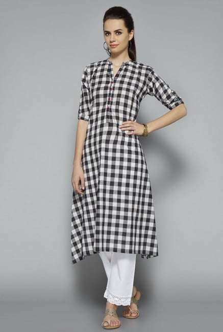 Utsa Black Checks Kurta Utsa Black Checks Kurta