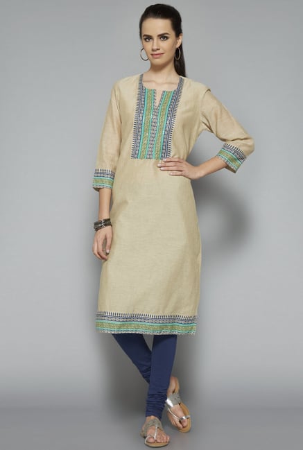 Utsa Beige Printed Kurta Utsa Beige Printed Kurta