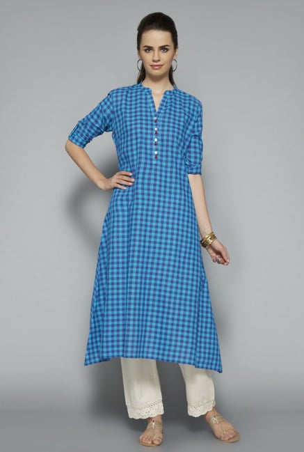 Utsa Indigo Checks Kurta Utsa Indigo Checks Kurta