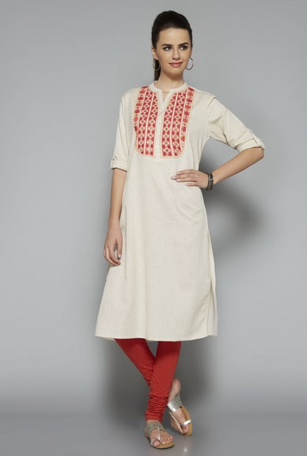 Utsa Beige Embroidered Kurta Utsa Beige Embroidered Kurta