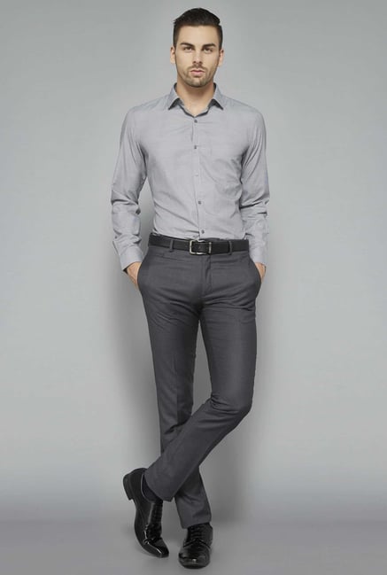 Weststreet Grey Checks Slim Fit Shirt Weststreet Grey Checks Slim Fit Shirt