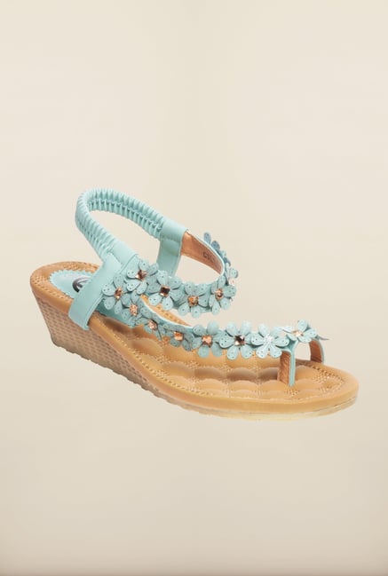 Pavers England Light Turquoise Ankle Strap Wedges Pavers England Light Turquoise Ankle Strap Wedges