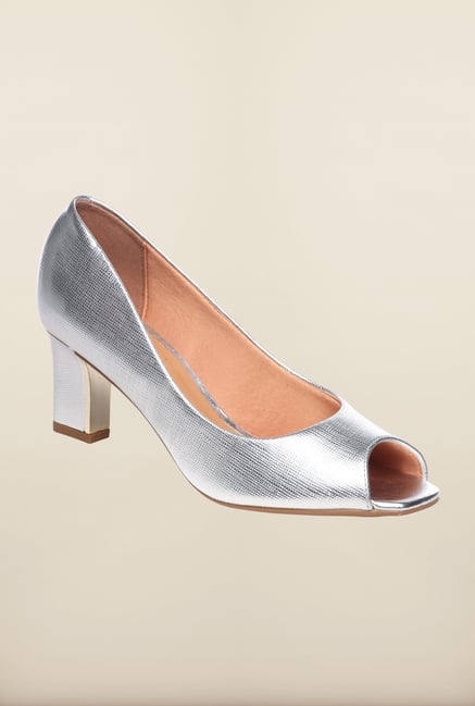 Pavers England Silver Peep Toe Shoes Pavers England Silver Peep Toe Shoes