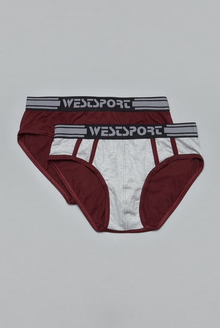 Westsport Maroon Cotton Briefs (Pack Of 2) Westsport Maroon Cotton Briefs (Pack Of 2)