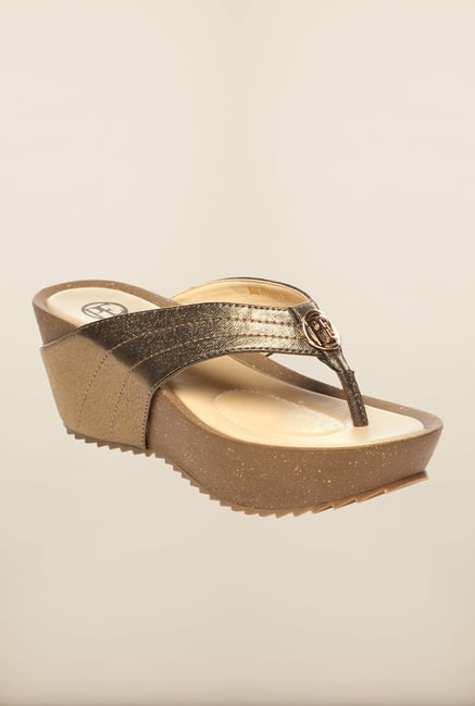 Pavers England Gold Thong Wedges Pavers England Gold Thong Wedges