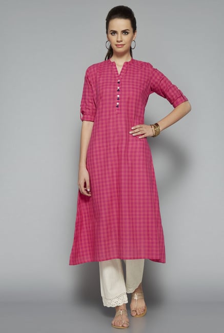 Utsa Pink Checks Kurta Utsa Pink Checks Kurta