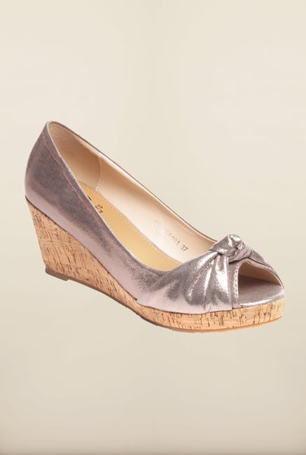 Pavers England Pewter Peep Toe Wedges Pavers England Pewter Peep Toe Wedges