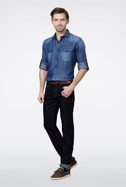 Van Heusen Blue Solid Casual Shirt Van Heusen Blue Solid Casual Shirt