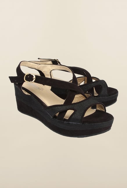 Cobblerz Black Wedge Sandals Cobblerz Black Wedge Sandals