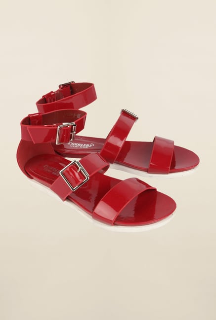 Cobblerz Red Flat Sandals Cobblerz Red Flat Sandals
