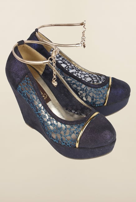 Cobblerz Navy Wedge Shoes Cobblerz Navy Wedge Shoes