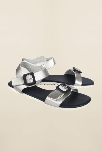 Cobblerz Silver Flat Sandals Cobblerz Silver Flat Sandals