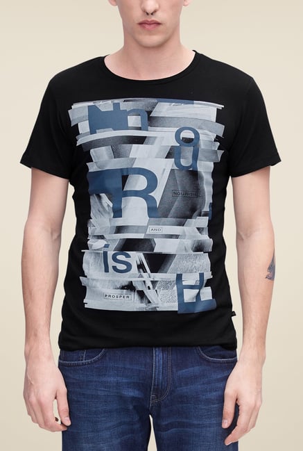 s.Oliver Black Printed T Shirt s.Oliver Black Printed T Shirt