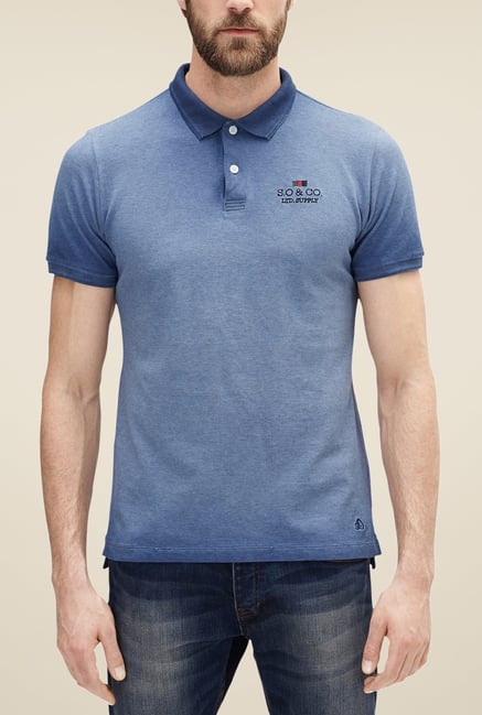 s.Oliver Blue Solid T Shirt s.Oliver Blue Solid T Shirt