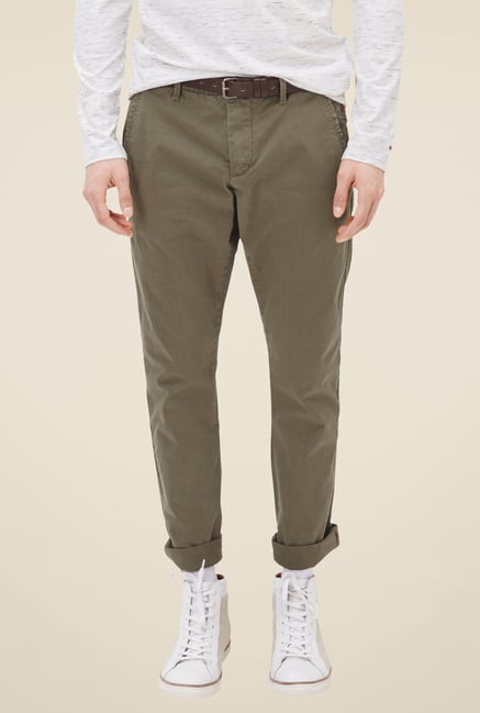 s.Oliver Olive Solid Chinos s.Oliver Olive Solid Chinos