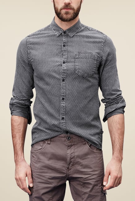 s.Oliver Grey Printed Shirt s.Oliver Grey Printed Shirt