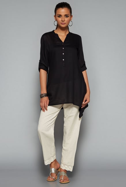 Utsa Black Solid Kurta Utsa Black Solid Kurta