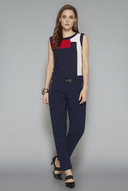 Wardrobe Navy Solid Blouse Wardrobe Navy Solid Blouse