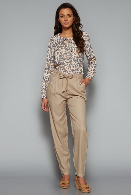 LOV Brown Cleo Animal Printed Blouse LOV Brown Cleo Animal Printed Blouse