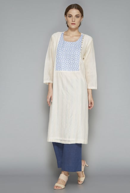 Zuba Off White Embroidered Kurta Zuba Off White Embroidered Kurta