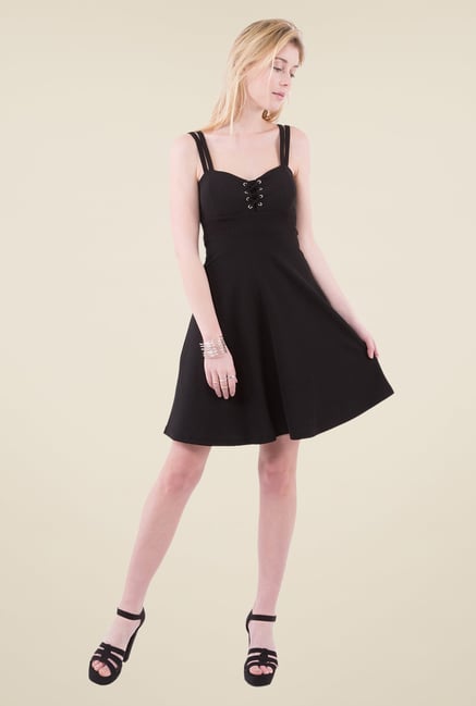 MIM Black Solid Skater dress MIM Black Solid Skater dress