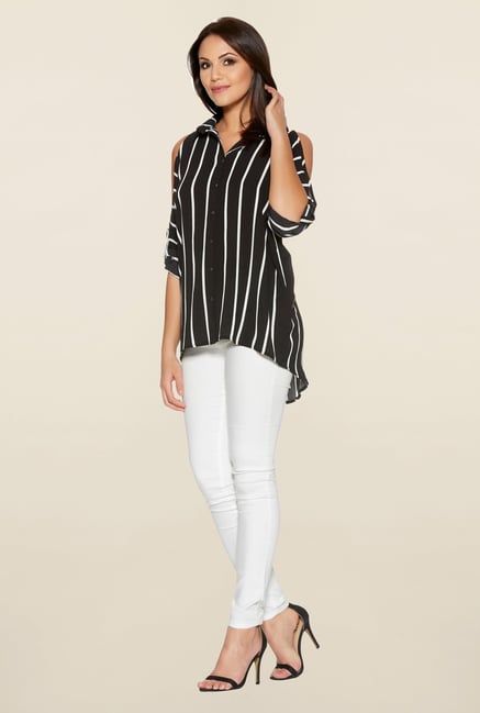 Quiz Black & White Striped Shirt Quiz Black & White Striped Shirt