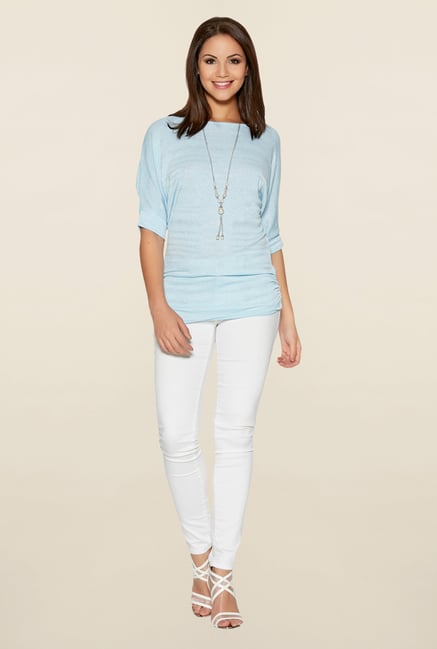 Quiz Blue Shimmery Top Quiz Blue Shimmery Top