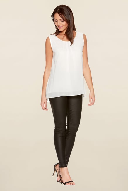 Quiz Cream & Gold Lace Bow Top Quiz Cream & Gold Lace Bow Top
