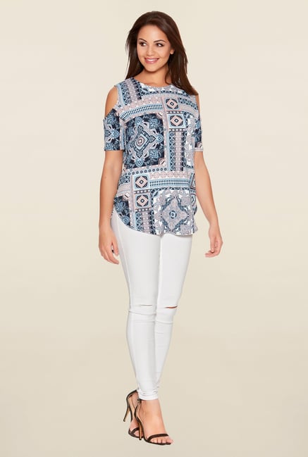 Quiz Multicolor Printed Cut Out Top Quiz Multicolor Printed Cut Out Top