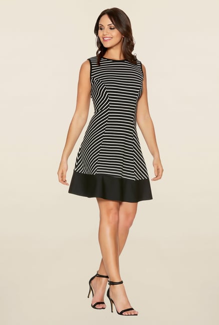 Quiz Black Striped Panel Dress Quiz Black Striped Panel Dress
