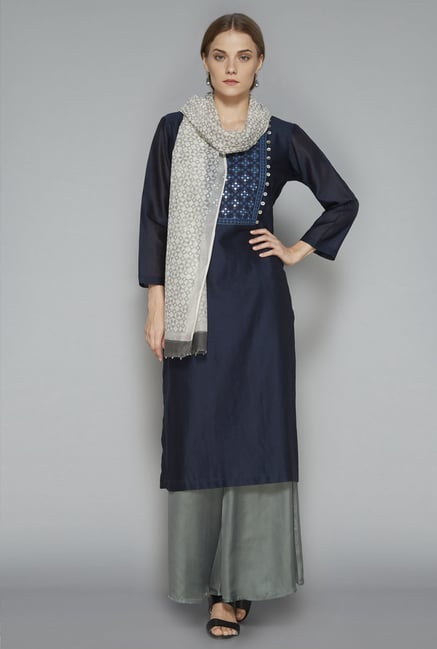 Zuba Grey Printed Stole Zuba Grey Printed Stole