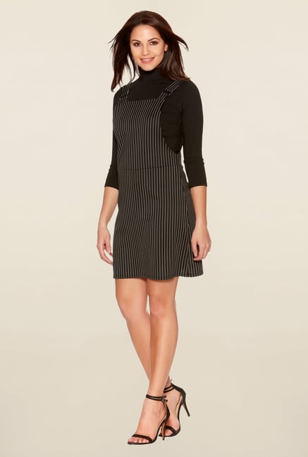 Quiz Black & White Pinstripe Pinafore Dress Quiz Black & White Pinstripe Pinafore Dress