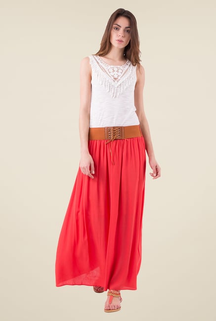 MIM Coral Solid Maxi Skirt MIM Coral Solid Maxi Skirt