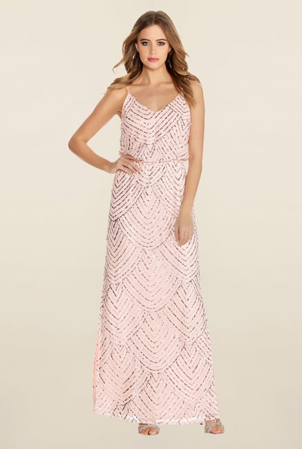 Quiz Blush Pink Embellished V Neck Strappy Dress Quiz Blush Pink Embellished V Neck Strappy Dress