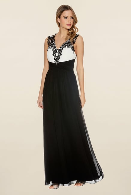 Quiz Black & White Chiffon Diamante Maxi Dress Quiz Black & White Chiffon Diamante Maxi Dress