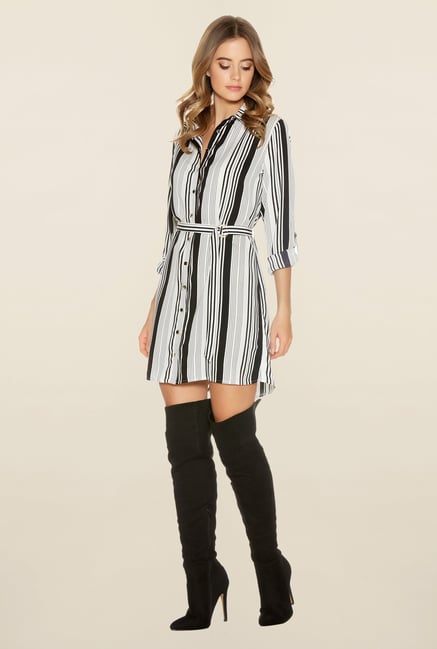 Quiz White & Black Striped Shirt Dress Quiz White & Black Striped Shirt Dress